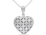 1/7 Carat (ctw I2-I3) Diamond Heart Locket Pendant Necklace in Sterling Silver with Chain